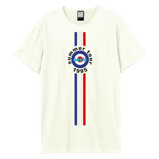 Oasis - 1995 Tour Stripes Amplified Vintage White T Shirt