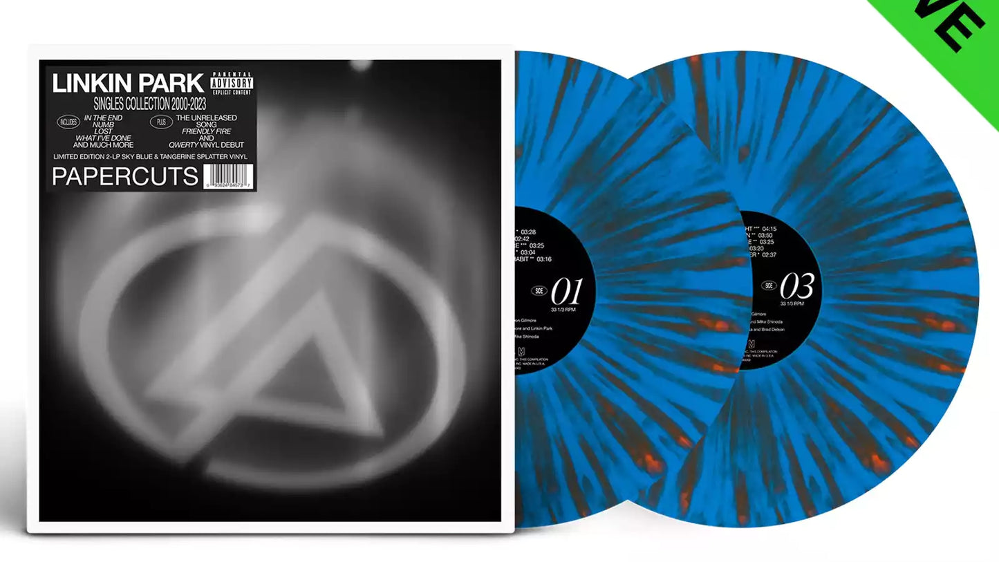 LINKIN PARK - PAPERCUTS ÉDITION LIMITÉE VINYLE SPLATTER BLEU CIEL ET TANGERINE 2LP IMPORT USA